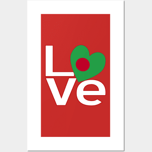 Bangladeshi LOVE White Red Posters and Art